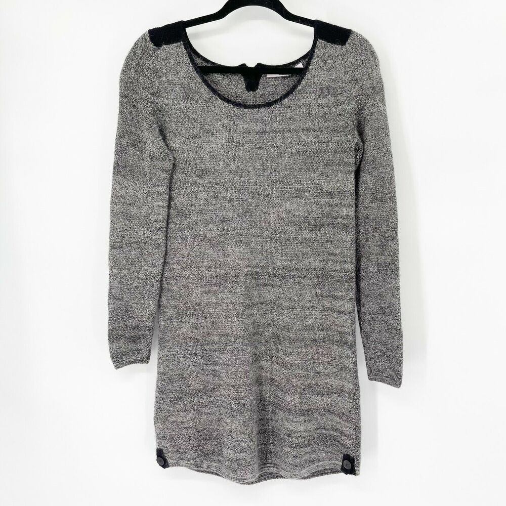 Aiayu Cashllama Sweater Dress Sz S Gray Scoop‎ Neck Button Long Sleeve Pullover